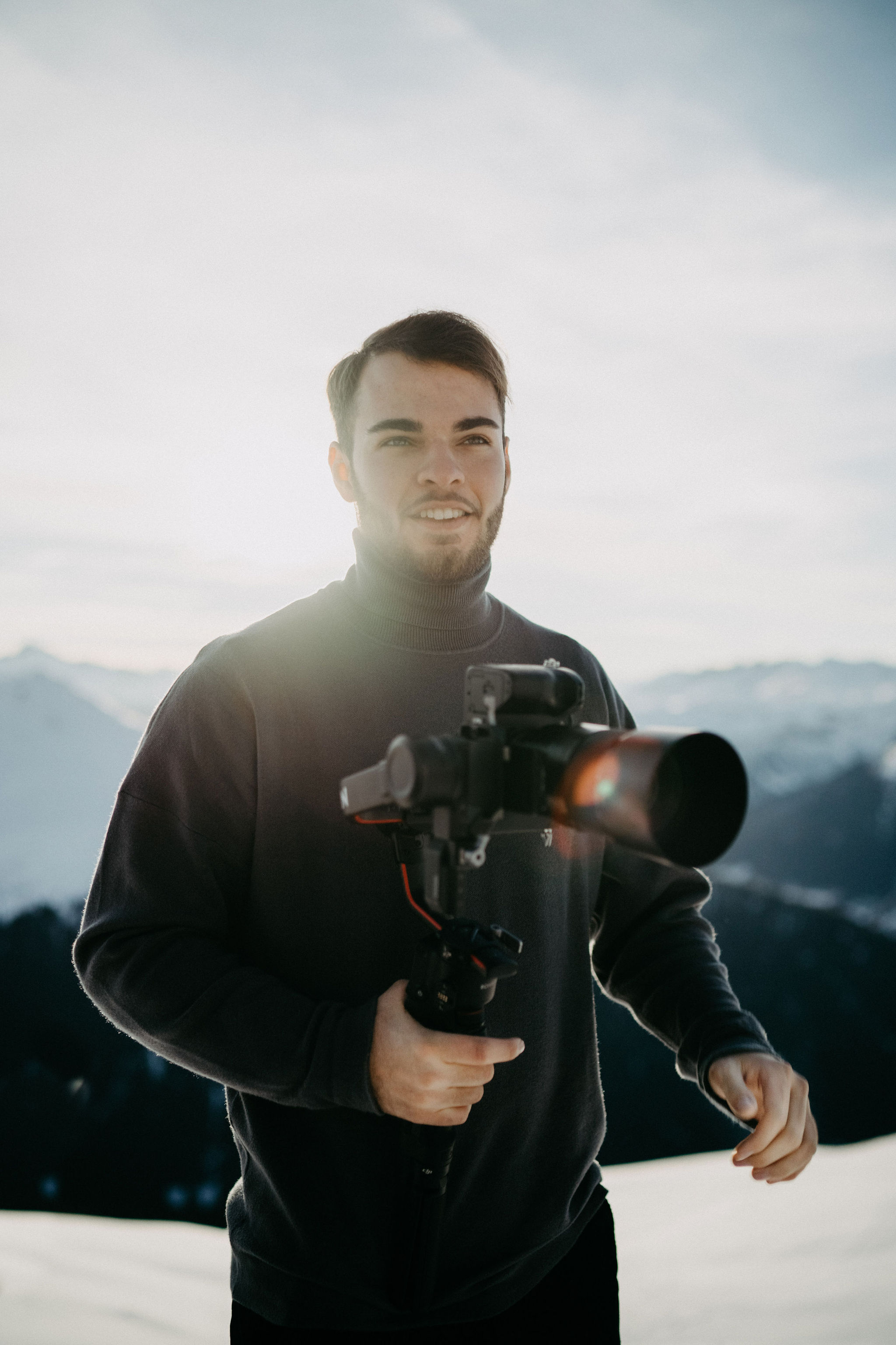 Ben Tischhauser filming in the snow